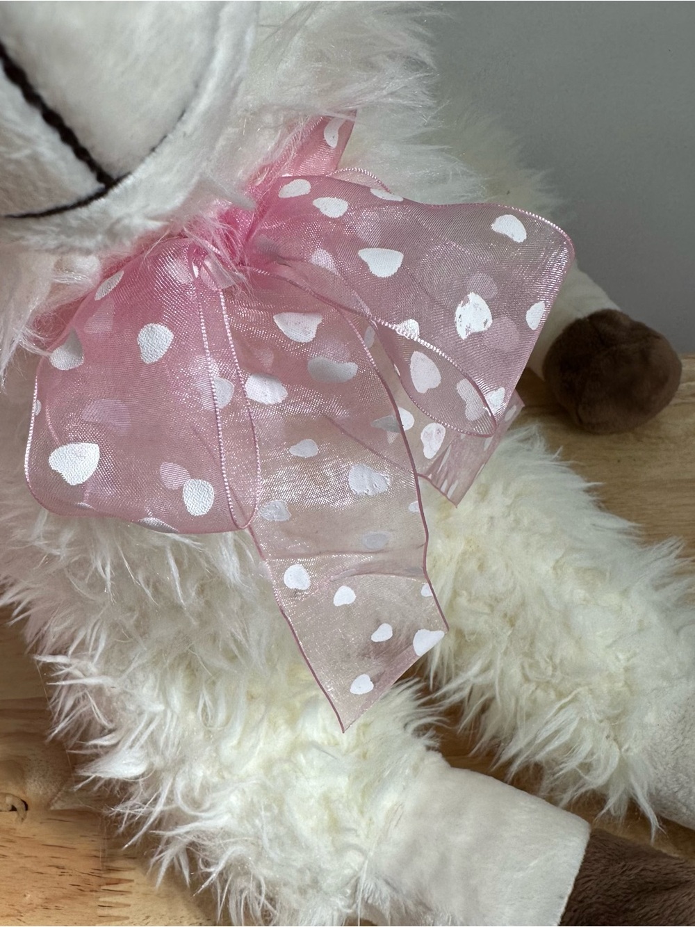 NEW with tags • Celebrate It Cream Plush Llama with Pink Polka Dot Bow - Picture 11 of 16